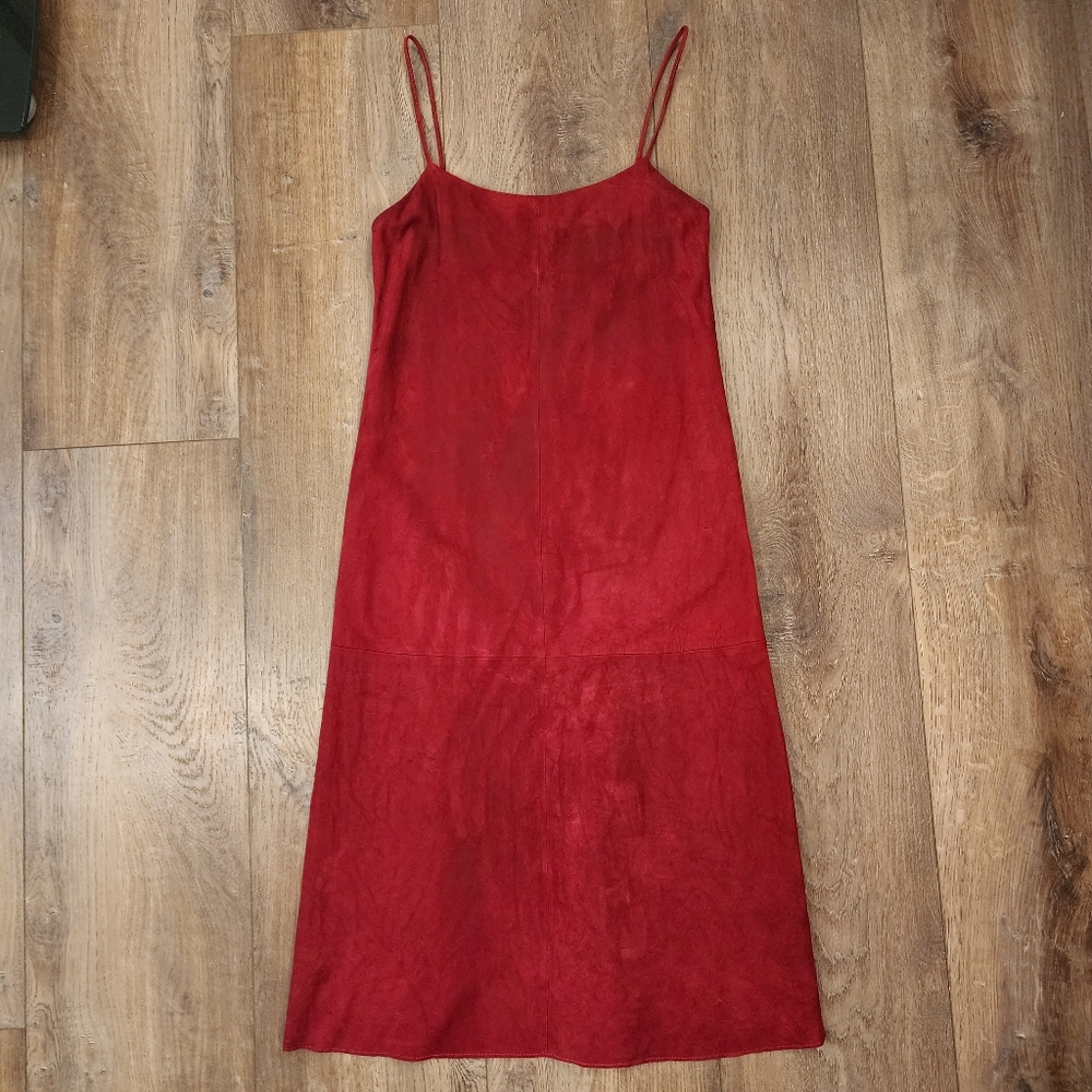 Theory Telson S Metises Rich Ruby Red Crimson Lamb Suede Dress Women's size 0